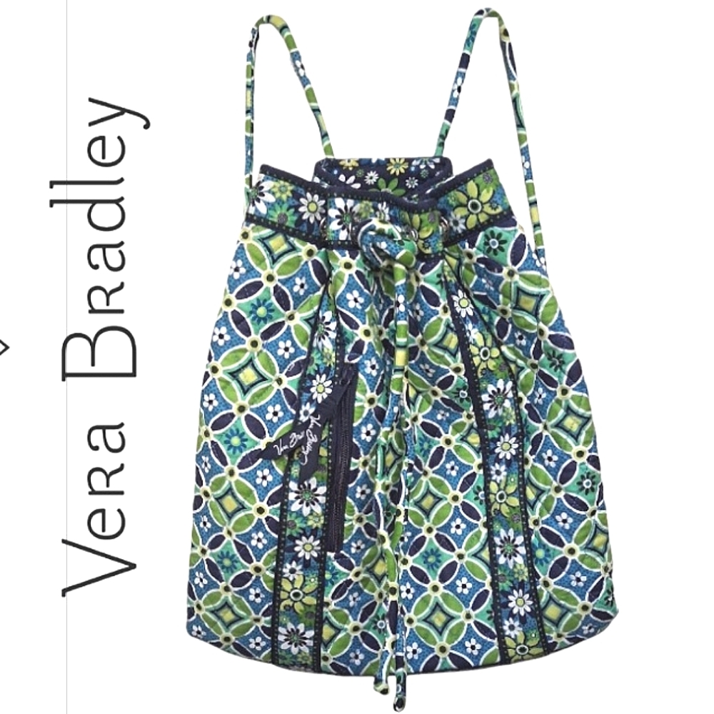 VERA BRADLEY Daisy Floral Quilt Drawstring Backpack Bag